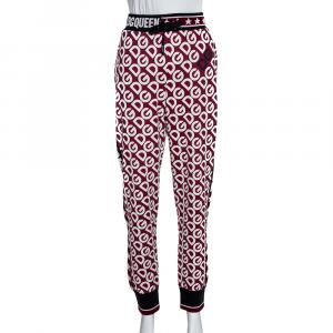 Pre Owned Dolce & Gabbana Multicolor DG Mania Print Cotton Jersey Track Pants IT 48