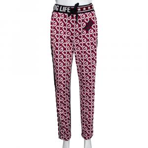 Pre Owned Dolce & Gabbana Multicolor DG Mania Print Technical Fabric Track Pants IT 44