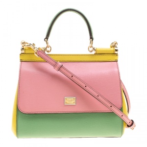 Pre Owned Dolce and Gabbana Multicolor Leather Small Limited Edition Miss Sicily Top Handle Bag