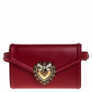 Dolce & Gabbana Red Leather Devotion Belt Bag