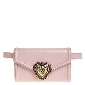 Dolce and Gabbana Blush Pink Leather Devotion Belt Bag