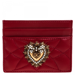مملوكة مسبقًا Dolce and Gabbana Red Leather Devotion Card Holder