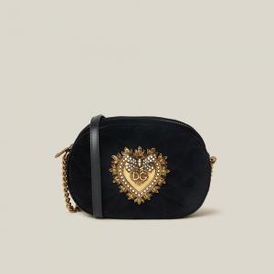 Dolce & Gabbana Black Devotion Embellished Velvet Camera Bag
