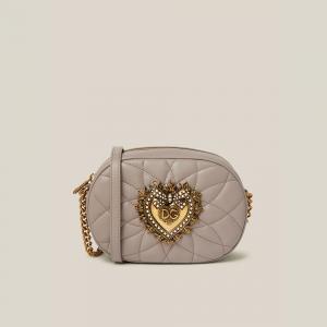 Pre Owned Dolce & Gabbana Grey Devotion Quilted Leather Camera Bag