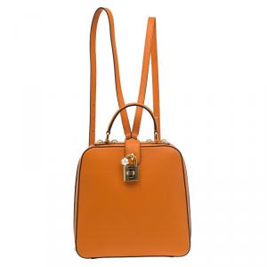Dolce and Gabbana Orange Leather Rosaria Backpack
