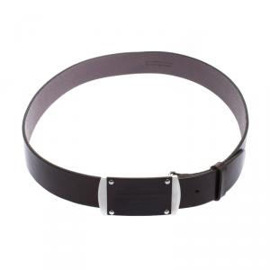 مملوكة مسبقًا Dolce and Gabbana Brown Leather Logo Plaque Belt 95 CM