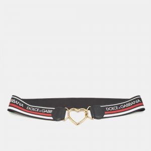 Dolce & Gabbana Multicolor Elastic Band and Leather Heart Buckle Belt 85CM