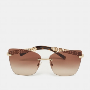 Pre Owned Dolce & Gabbana Tortoise Brown/Gold Tone Gradient DG2289 Butterfly Sunglasses