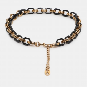 Pre Owned Dolce & Gabbana Black/Gold Tone Hardware and Resin Chain Waist Belt 75CM