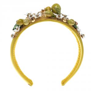 Dolce and Gabbana Yellow Lemon Crystal Embellished Headband