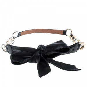 مملوكة مسبقًا Dolce & Gabbana Black Leather Embellished Belt One Size