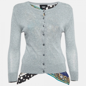 D&G Grey Cotton Knit Tie-Up Cardigan M