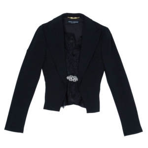 Pre Owned Dolce and Gabbana Black Blazer With Lace Insert S