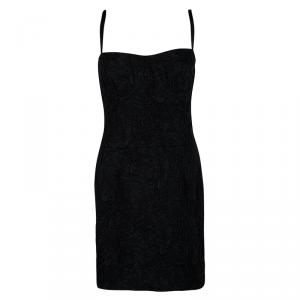 مملوكة مسبقًا Dolce and Gabbana Black Textured Jacquard Sleeveless Dress L