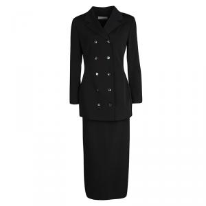 Pre Owned Dolce and Gabbana Black Double Breasted Blazer and Midi Skirt Set M