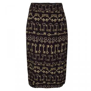 مملوكة مسبقًا تنورة دولتشي أند غابانا خصر مرتفع طباعة مفتاح بنية S