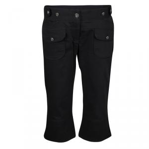 Pre Owned Dolce and Gabbana Black Stretch Cotton Pocket Detail Capri Pants M 