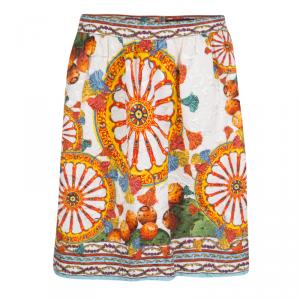 مملوكة مسبقًا تنورة دولتشي أند غابانا جاكار منقوش طباعة سيسيليان M