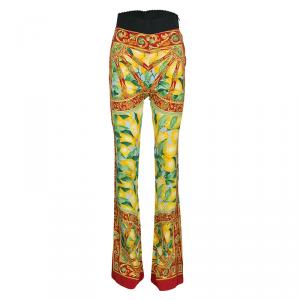 Pre Owned Dolce and Gabbana Multicolor Roman Lemon Printed Pants S