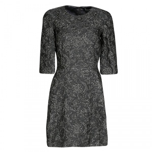 مملوكة مسبقًا Dolce and Gabbana Grey Lurex Floral Jacquard Dress S