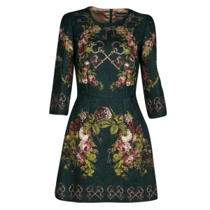 مملوكة مسبقًا فستان دولتشي أند غابانا جاكار أخضر مورد S