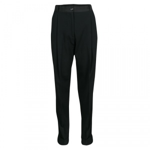 Pre Owned Dolce and Gabbana Black High Waist Cuffed Hem Pants M