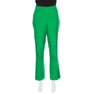 Pre Owned Dolce and Gabbana Green Silk Tailored Pants M