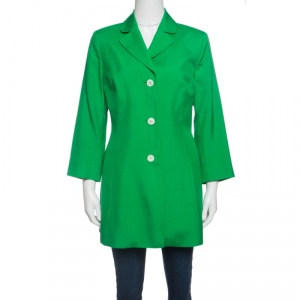Pre Owned Dolce and Gabbana Green Silk Knit Coat M