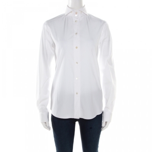 Pre Owned Dolce and Gabbana White Button Front Long Sleeve Tailored Shirt S