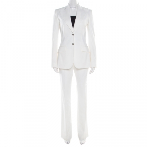 Pre Owned Dolce and Gabbana Off White Cotton Tailored Suit S