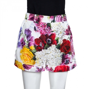 Pre Owned Dolce & Gabbana Multicolor Floral Printed Cotton Shorts S