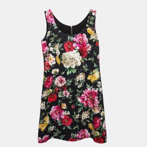 Pre Owned Dolce & Gabbana Flower Printed Ottoman Dress M (IT 42)