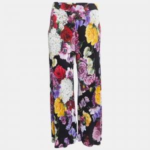 Dolce & Gabbana Multicolor Hortensia Printed Jersey Wide Leg Pants M