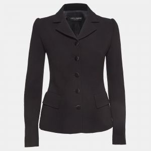 Pre Owned Dolce & Gabbana Black Wool Buttoned Blazer S