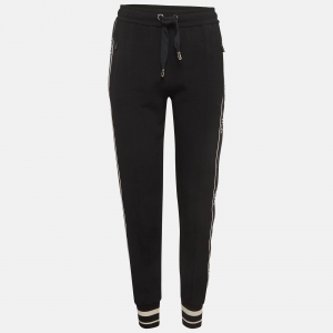 Dolce & Gabbana Black Side Stripe Knit Joggers S