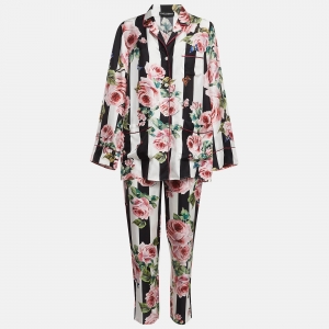 Dolce & Gabbana Multicolor Printed Silk Pajama Shirt Set M