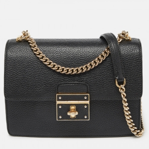 Pre Owned Dolce & Gabbana Black Leather Small Rosalia Shoulder Bag
