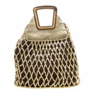 Dolce and Gabbana Metallic Gold Woven Leather Hobo