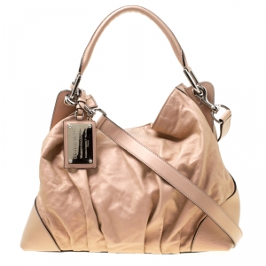 Dolce & Gabbana Metallic Pink Leather Miss Brooke Hobo