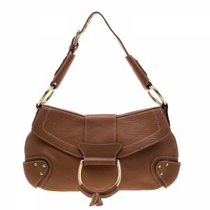 Dolce and Gabbana  Tan Leather D-Ring Hobo