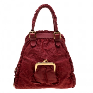 Dolce and Gabbana Red Ruffle Leather Miss Brooke Sacthel