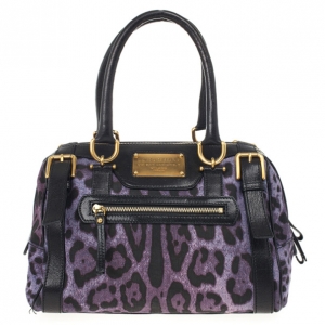 Dolce and Gabbana Purple Leopard 'Miss Easy Way' Boston Bag