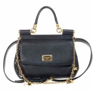 Dolce and Gabbana Black Leather Mini Miss Sicily Belt Bag