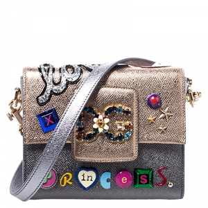 Dolce And Gabbana Metallic Leather Love Princess DG Millennials Crossbody Bag