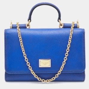Dolce & Gabbana Blue Leather Miss Sicily Von Wallet on Chain