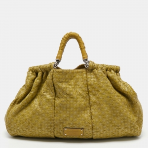 Dolce & Gabbana Green Woven Leather Miss Lexington Hobo