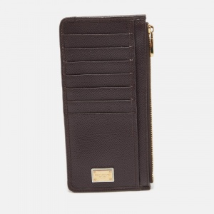 Dolce & Gabbana Burgundy Leather Long Zip Card Holder