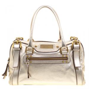 Dolce and Gabbana Silver Leather Miss Easy Way Boston Bag