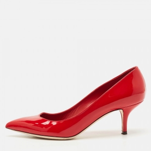 Dolce & Gabbana Red Patent Leather Pointed Toe Pumps Size 38
