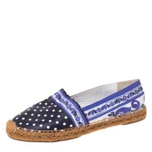 Dolce and Gabbana Two Tone Printed Leather Espadrilles Size 41